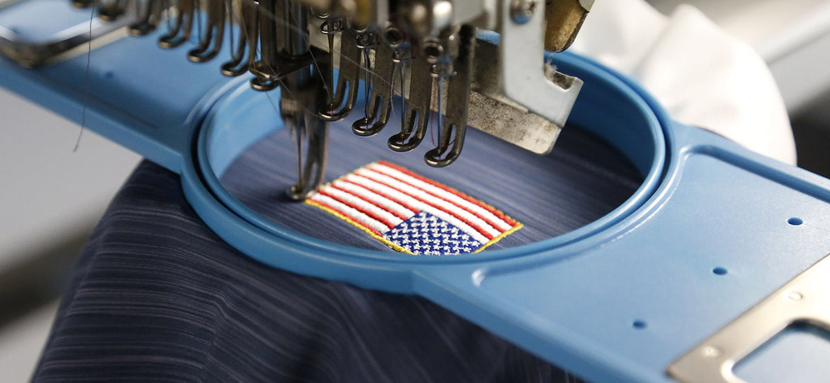Contact Us embroidery USA flag