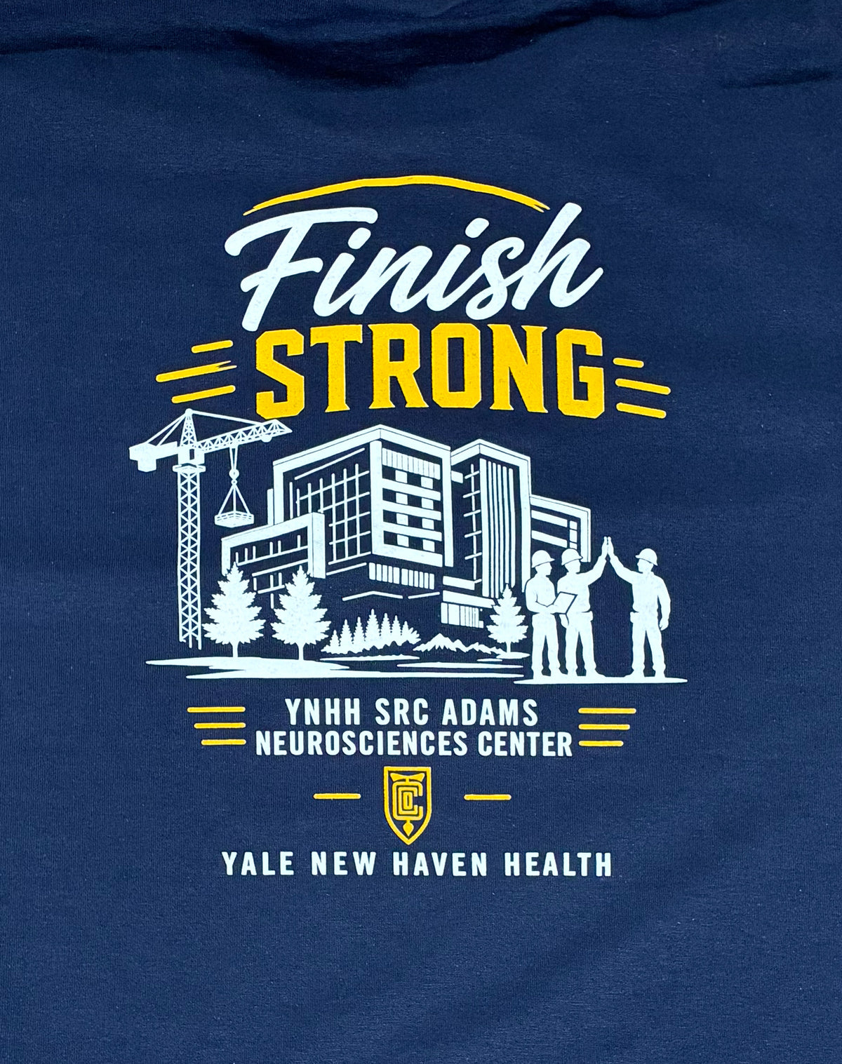 Yale New Haven Health Finish Strong screen printing